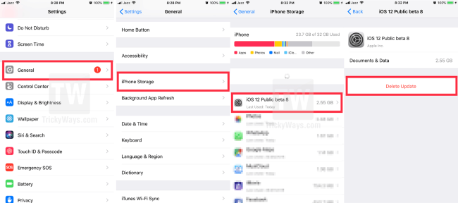 刪除 iOS 更新文件