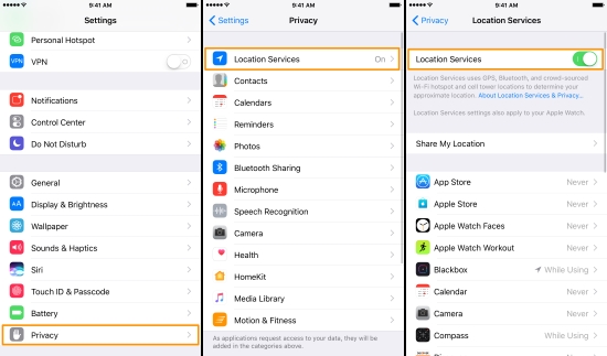 在 iOS 裝置上停用定位服務