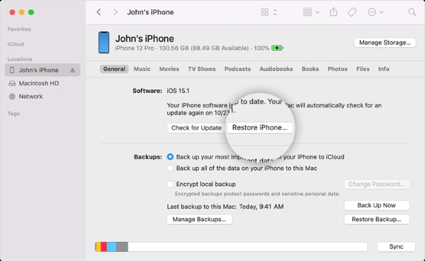 透過 iTunes 恢復 iPhone