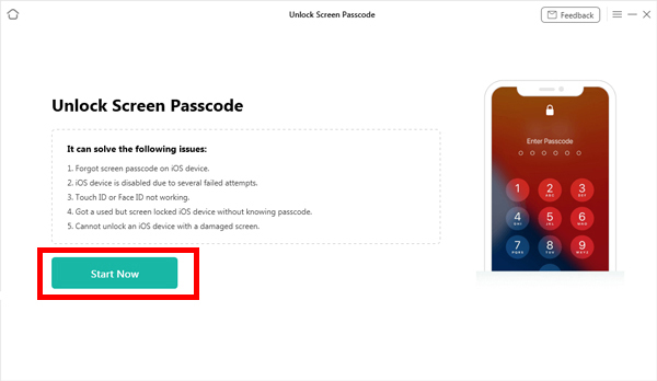 透過 anyunlock 開始解鎖 iOS 螢幕