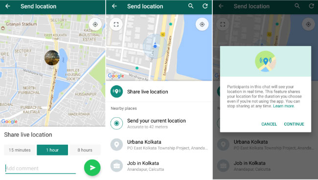 在 WhatsApp 上分享即時位置